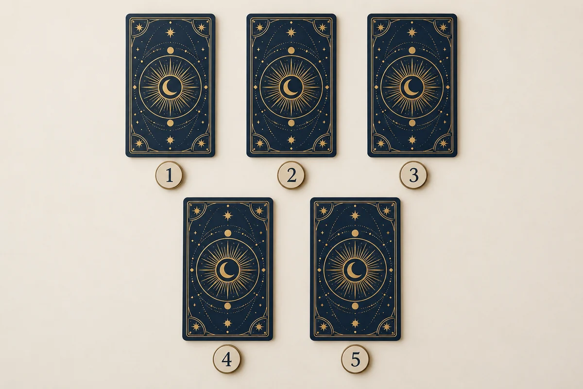 Схема пяти карт: верхний ряд 1, 2, 3, нижний ряд 4 и 5