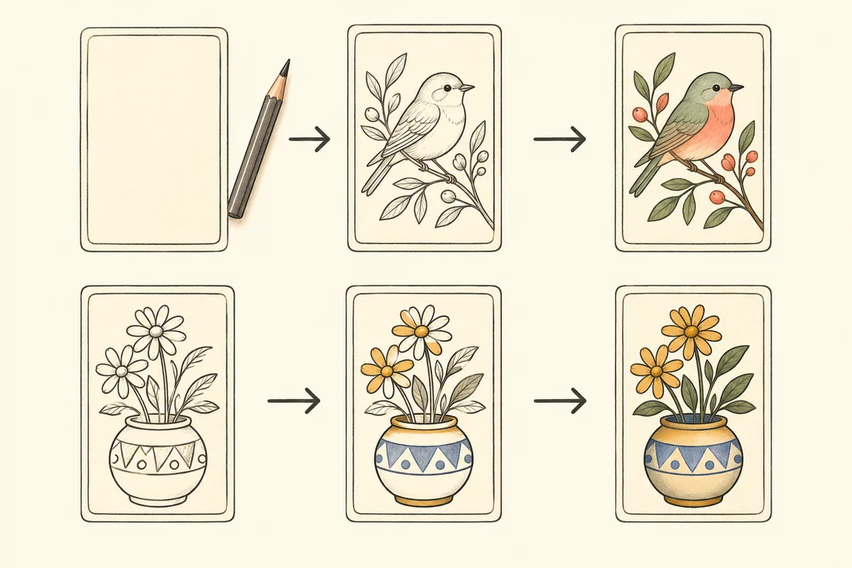 Две условные последовательности: создание нового рисунка и раскрашивание готового контура