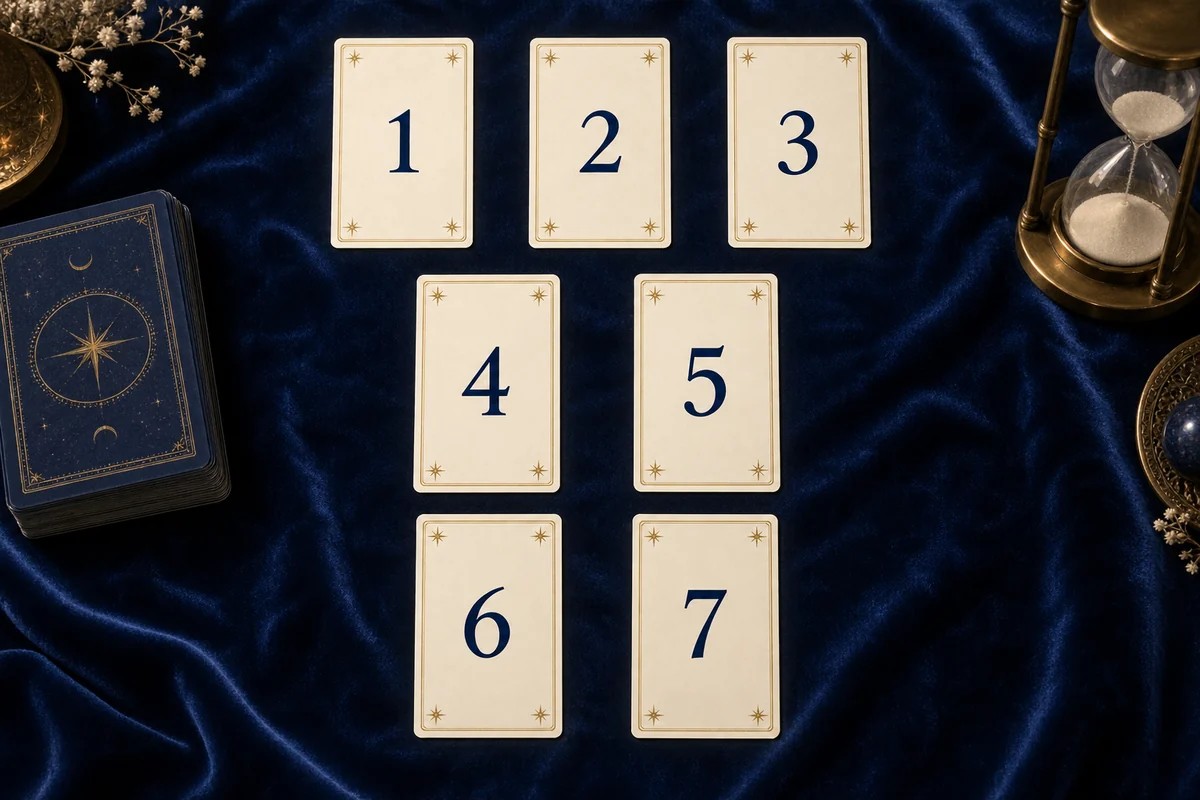 Нумерованная схема семи позиций: верхний ряд 1–3, средний 4–5, нижний 6–7