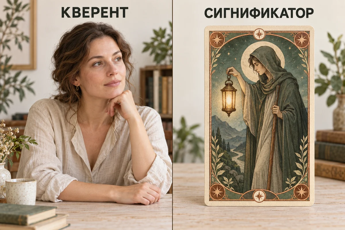 Кверент — человек, сигнификатор — карта, выбранная для его обозначения