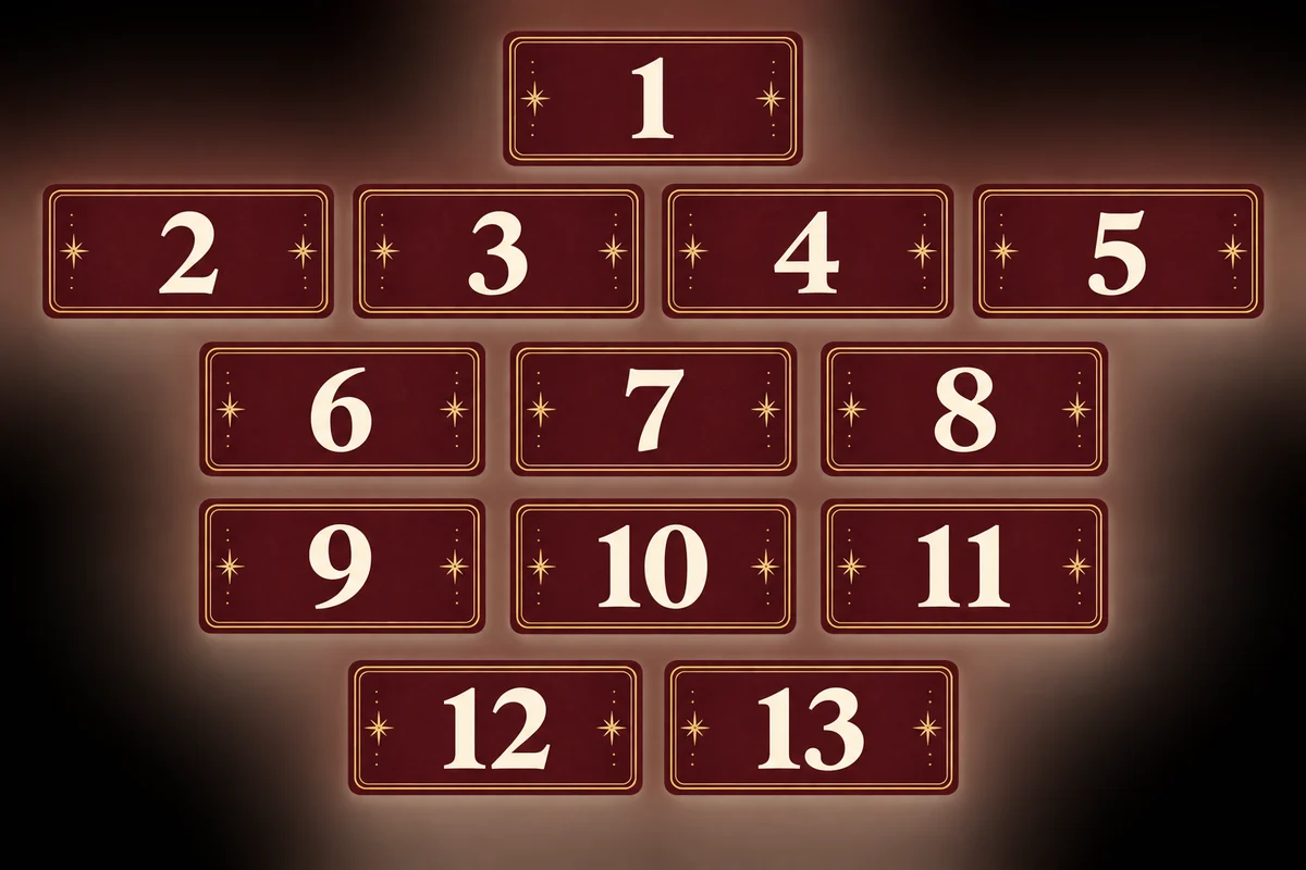 Нумерованная схема Потайного кармана: ряды 1, 2–5, 6–8, 9–11, 12–13