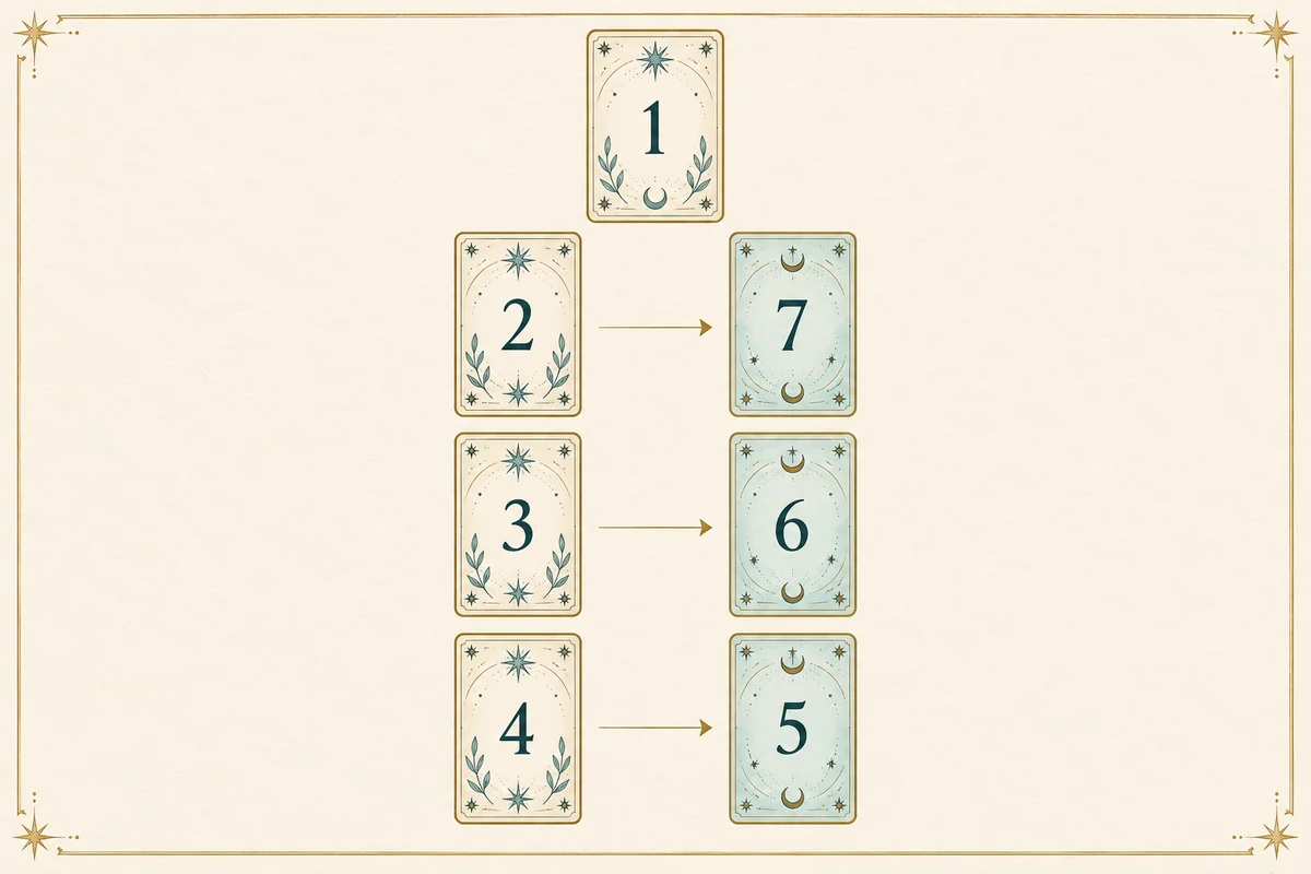 Схема Дороги: 1 сверху, затем пары 2–7, 3–6 и 4–5 со стрелками слева направо