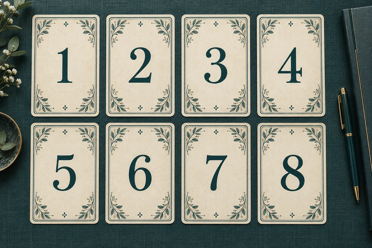 Схема восьми позиций: сверху 1, 2, 3, 4; снизу 5, 6, 7, 8
