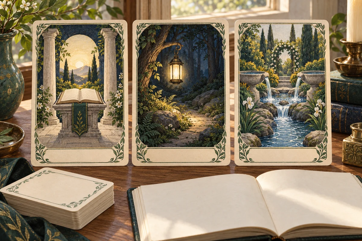 Три условные карты с книгой, фонарём и водой для сравнения разных способов наставничества