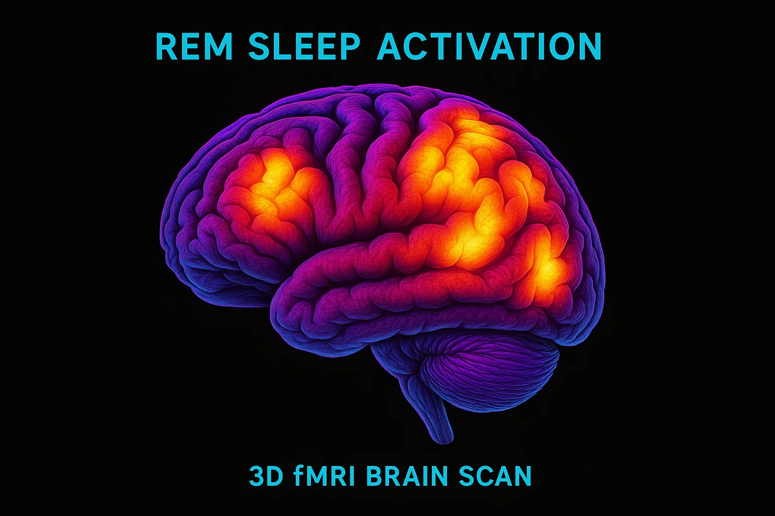 fMRI‑скан мозга, подсвечивающий зоны REM‑сна