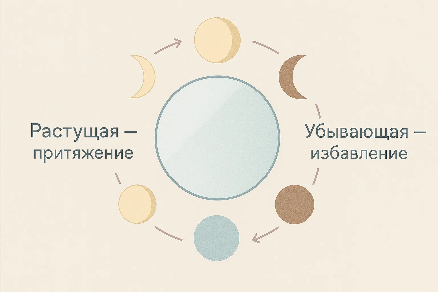 Схема лунных фаз и зеркала