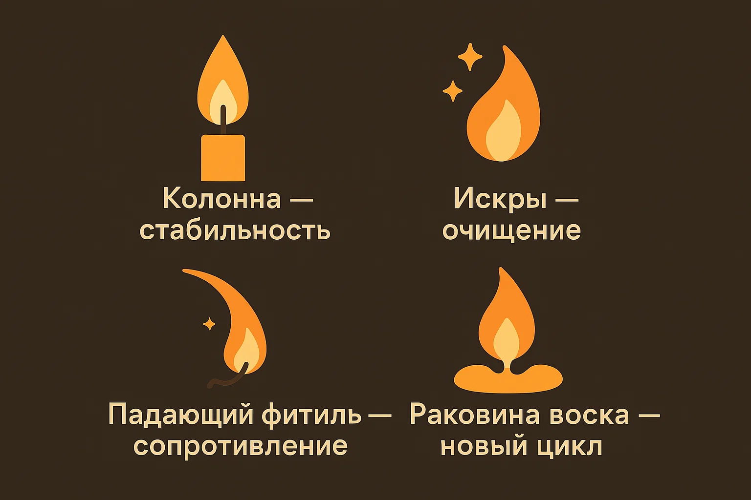 Инфографика толкования пламени и воска