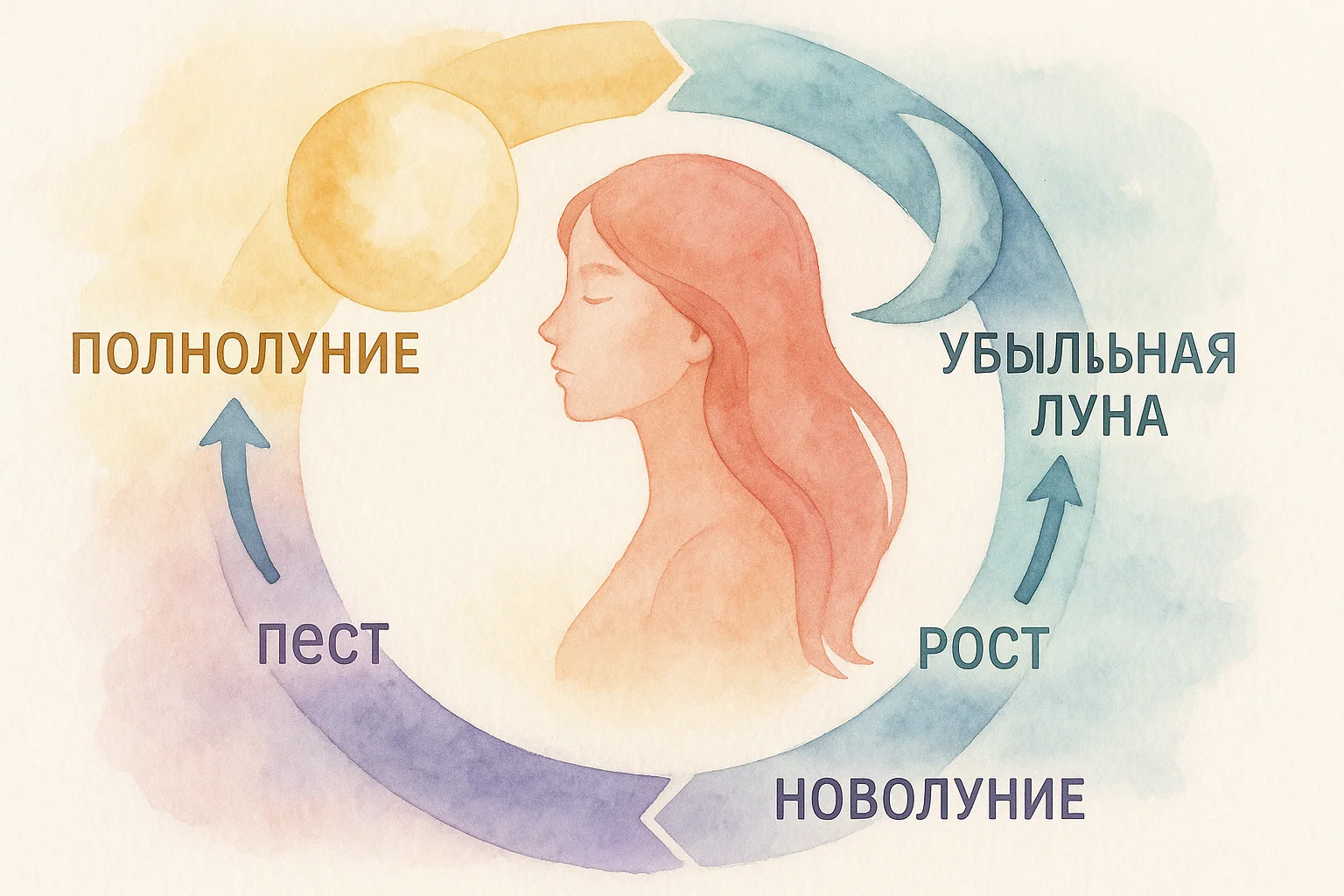 Диаграмма женского лунного цикла и фаз Луны