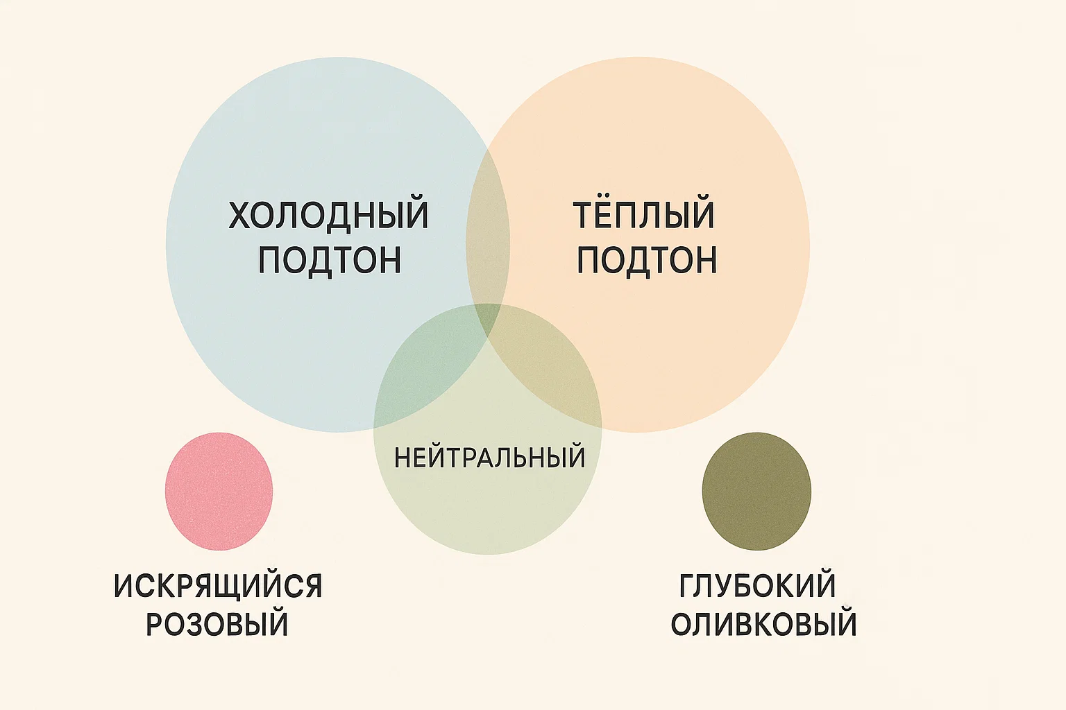 Инфографика определения цветотипа по подтону кожи и цвету вен