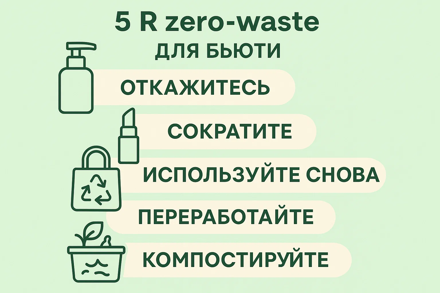Схема пяти принципов zero-waste ухода