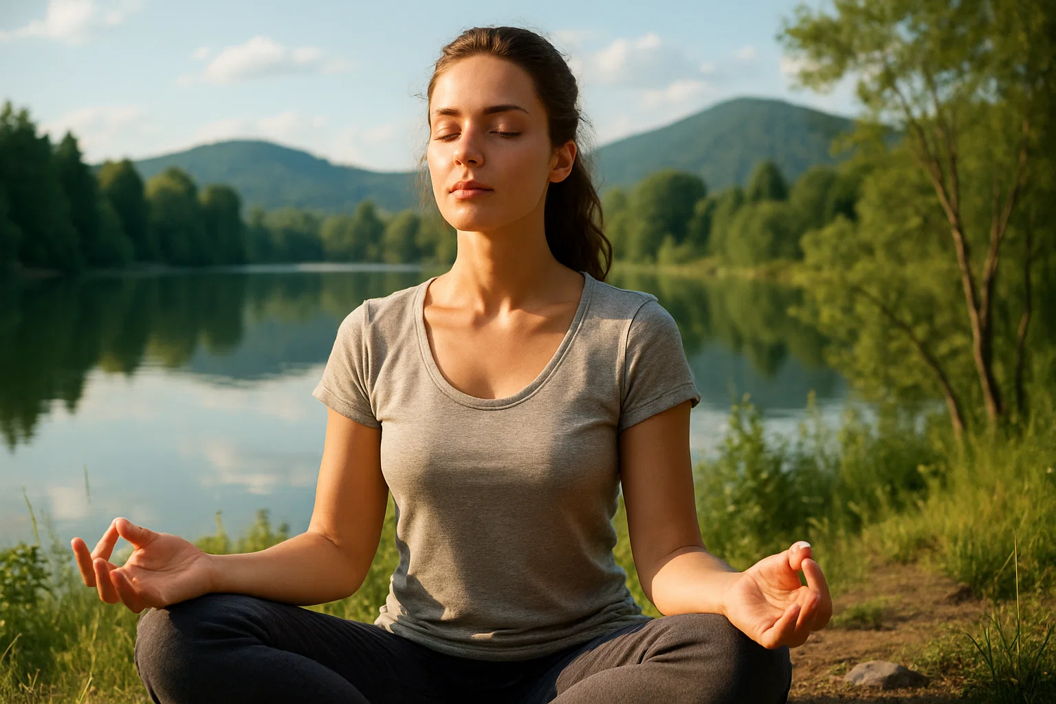 Женщина гуляет в лесу в стиле Slow Life