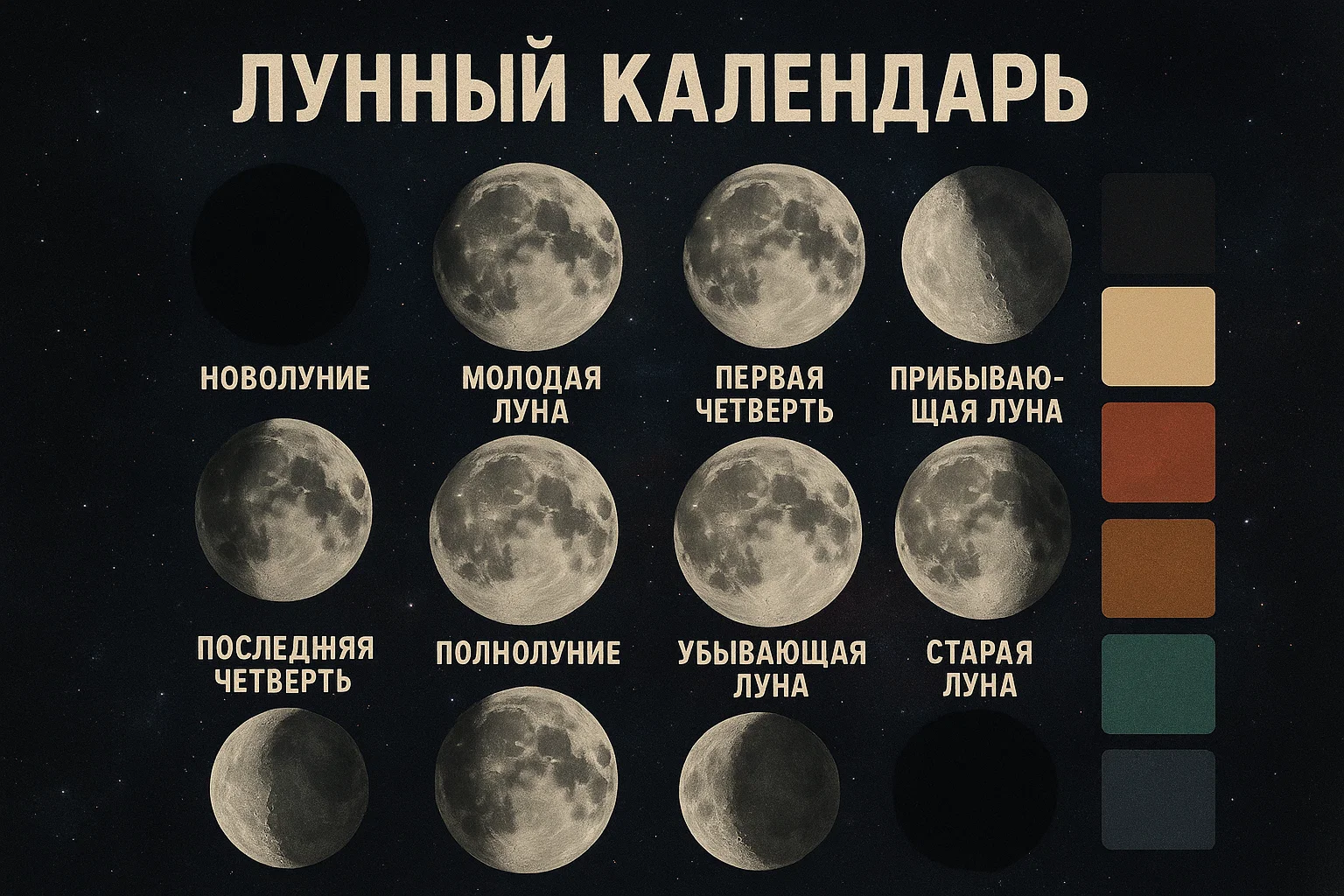 Календари лунных фаз и цветовые коды
