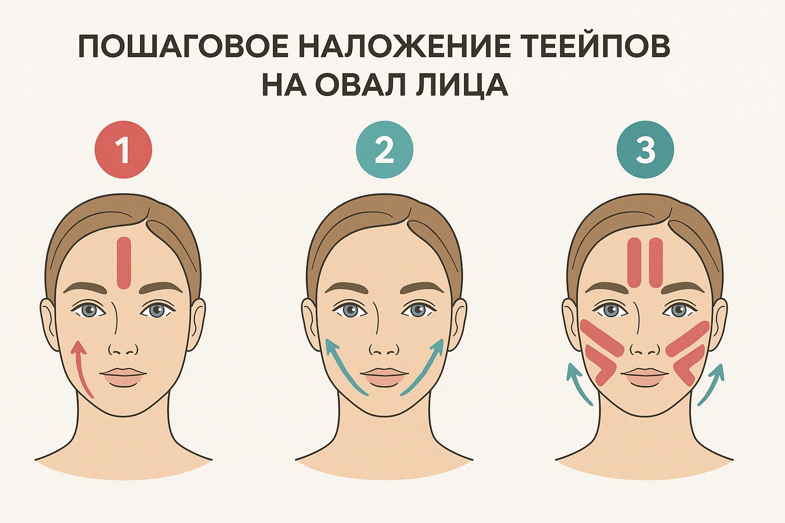 Схема тейпирования овала лица