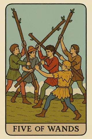 Пятерка жезлов — значение карты Таро